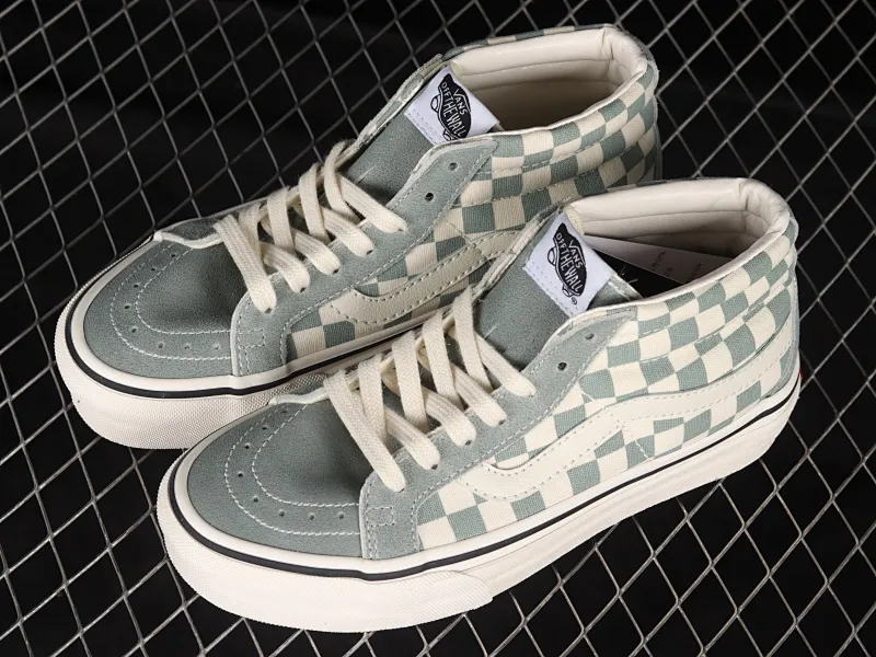 All categories Vans Vans series Vans Mid Vans China Vans SK8-Mid Vans milk green checkerboard classic mid-top skateboard shoes VN0A391FOQL